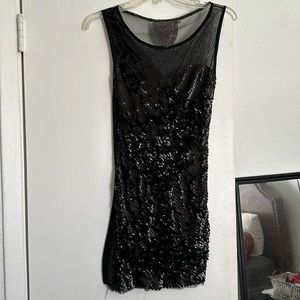 Sequin and sheer mini dress